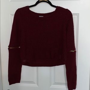 burgundy cropped sweater